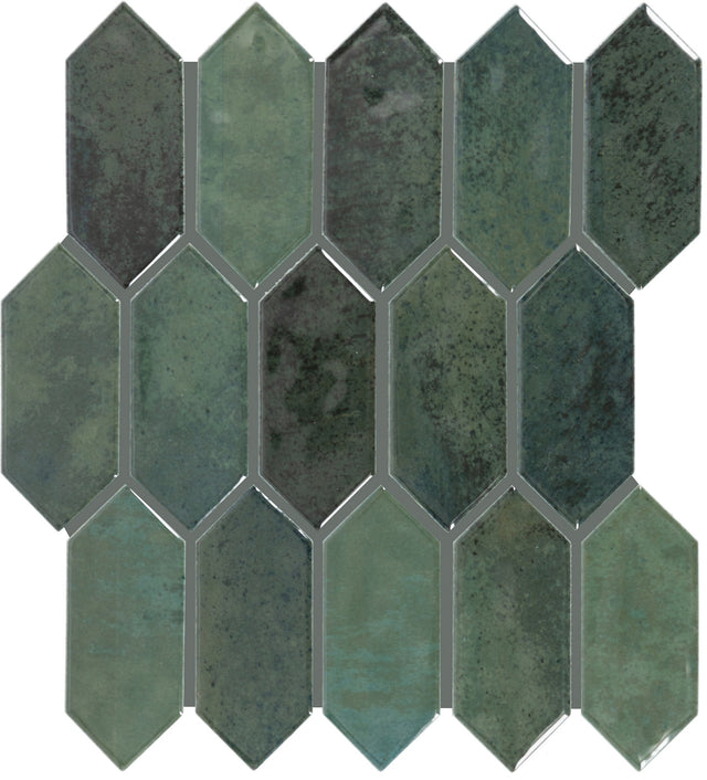 Daltile Miramo Reef Picket 2x5 Microban Glossy Mosaic Tile