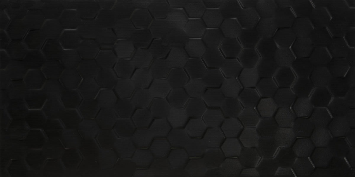 Daltile Multitude Domino Black Rectangle 12x24 Hex Textured Wall Tile