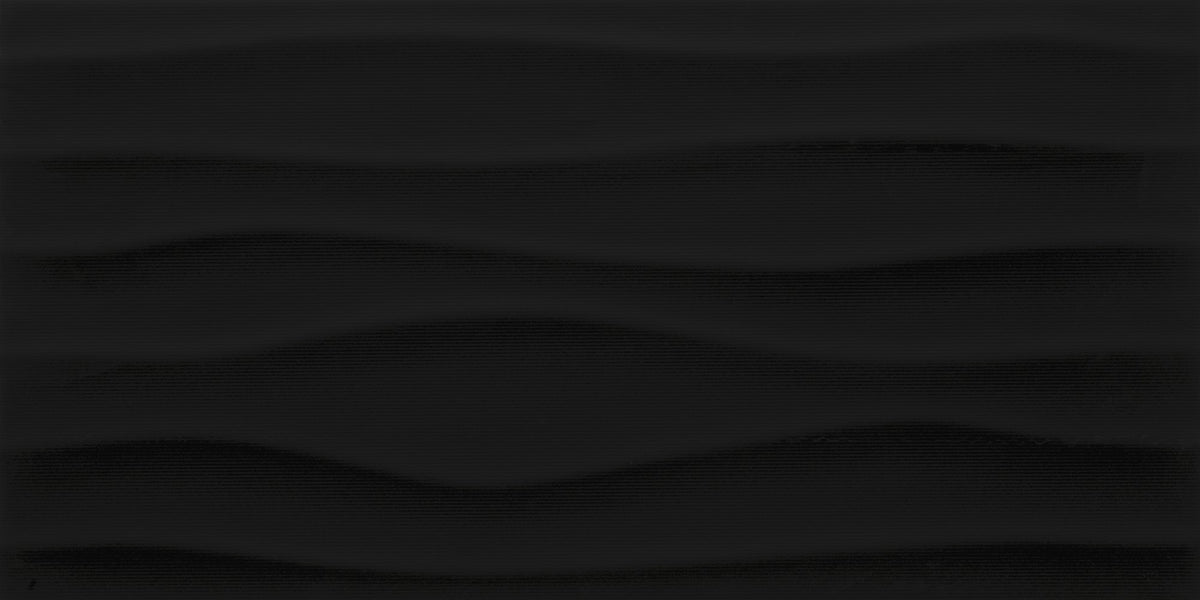 Daltile Multitude Domino Black Rectangle 12x24 Wave Textured Wall Tile