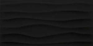 Daltile Multitude Domino Black Rectangle 12x24 Wave Textured Wall Tile