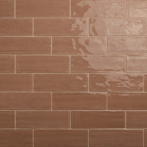 Daltile Nu Bare Cocoa Rectangle 4x12 Handcrafted Glossy Wall Tile
