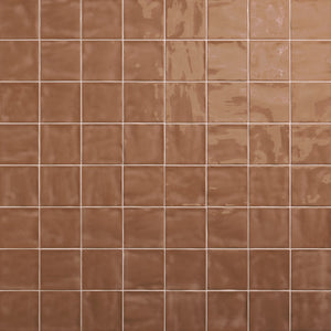 Daltile Nu Bare Cocoa Square 4x4 Handcrafted Glossy Wall Tile