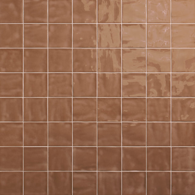 Daltile Nu Bare Cocoa Square 4x4 Handcrafted Glossy Wall Tile
