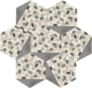 Daltile Pebble Oasis Harbor Tri-Hex Pebble Tumbled Mosaic Natural Stone Tile