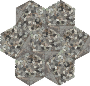 Daltile Pebble Oasis Coastal Tri-Hex Pebble Tumbled Mosaic Natural Stone Tile