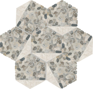 Daltile Pebble Oasis Coal Tri-Hex Pebble Tumbled Mosaic Natural Stone Tile