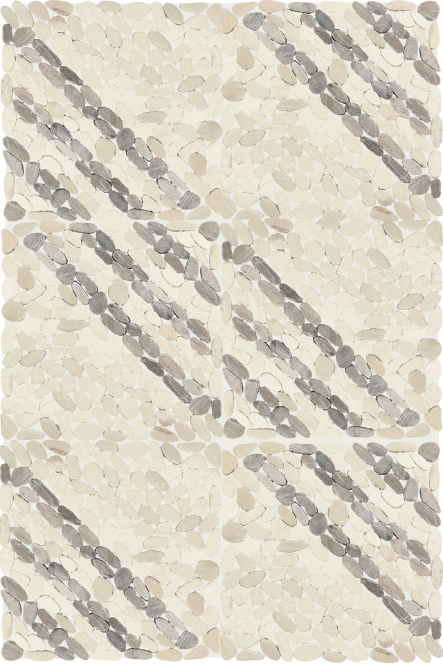 Daltile Pebble Oasis Seashell Striped Pebble Tumbled Mosaic Natural Stone Tile