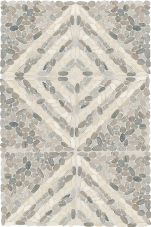 Daltile Pebble Oasis Coal Striped Pebble Tumbled Mosaic Natural Stone Tile