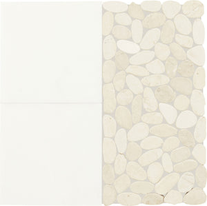 Daltile Pebble Oasis Icicle Art Deco Pebble Honed Mosaic Natural Stone Tile