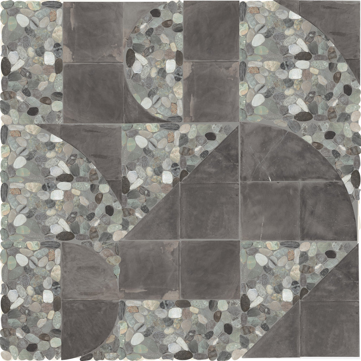 Daltile Pebble Oasis Coastal Art Deco Pebble Honed Mosaic Natural Stone Tile