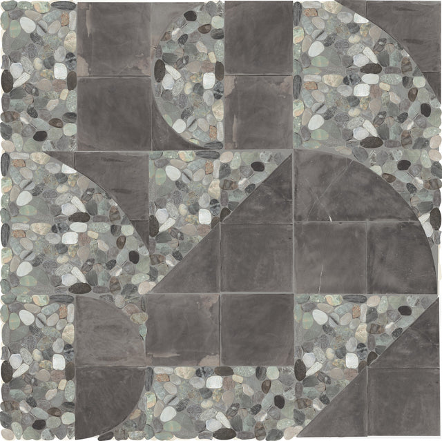 Daltile Pebble Oasis Coastal Art Deco Pebble Honed Mosaic Natural Stone Tile