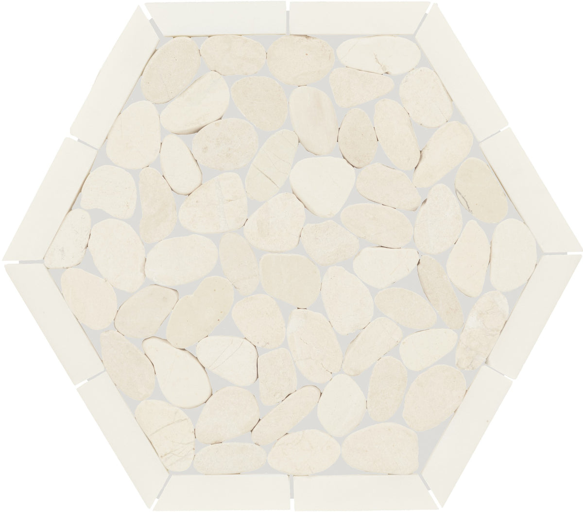 Daltile Pebble Oasis Icicle Framed Hex Pebble Tumbled Mosaic Natural Stone Tile