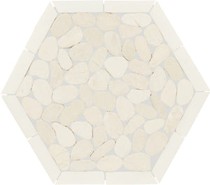Daltile Pebble Oasis Icicle Framed Hex Pebble Tumbled Mosaic Natural Stone Tile