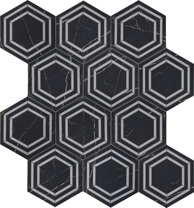 Daltile Perpetuo Tuxedo Hexagon 8x9 Matte Floor Tile