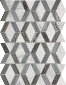 Daltile Perfit Mosaix Ashen Palissandro & Carrara Wh Hinge Straight Edge Polished Mosaic Natural Stone Tile