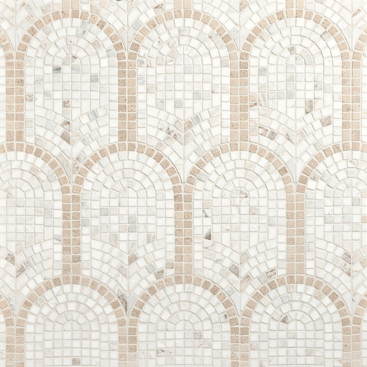 Daltile Renderra Lyon Daphne White Blend Grand Hall Framed Fan Brushed Mosaic Natural Stone Tile