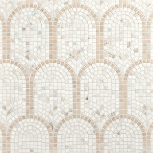 Daltile Renderra Lyon Daphne White Blend Grand Hall Framed Fan Brushed Mosaic Natural Stone Tile