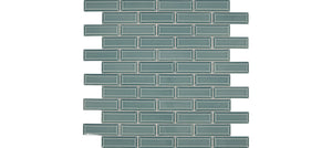 Daltile Revalia Remix Celebration Teal Brick Joint 2x6 Bevel Glossy Mosaic Tile