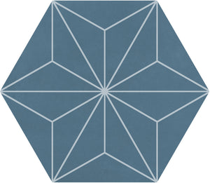 Daltile Scrapbook Keepsake Blue Asanoha Hexagon 8x9 Matte Floor Tile