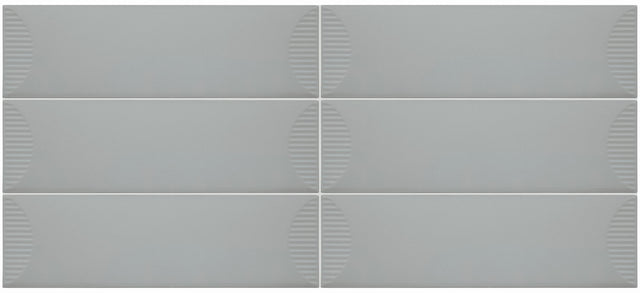 Daltile Stencil Grey Rectangle 4x12 Half Moon Matte Wall Tile