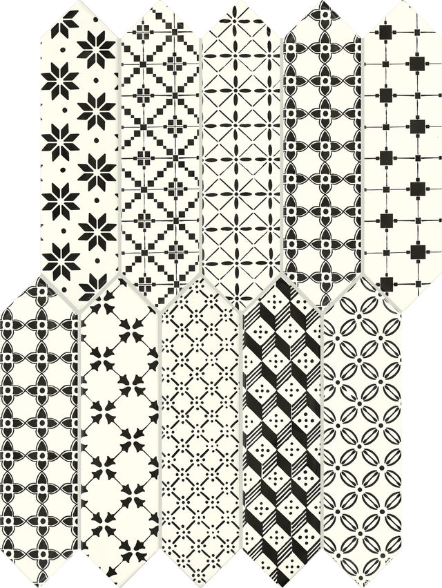 Daltile Stagecraft Ensemble Black Mix 3x12 Glossy Wall Tile Deco