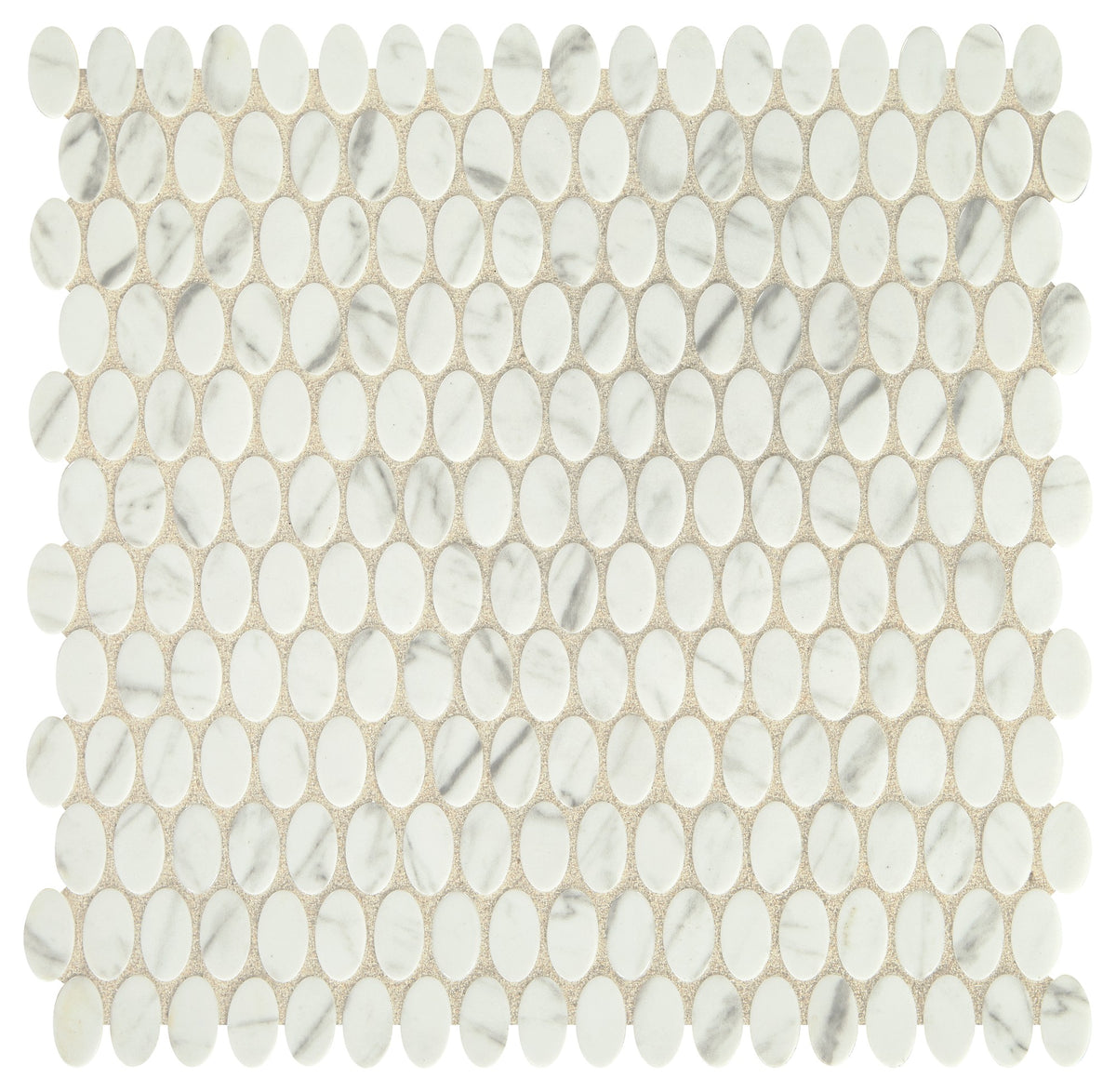 Daltile Statuette Venetian White Oval 1/2x1 Matte Mosaic Tile