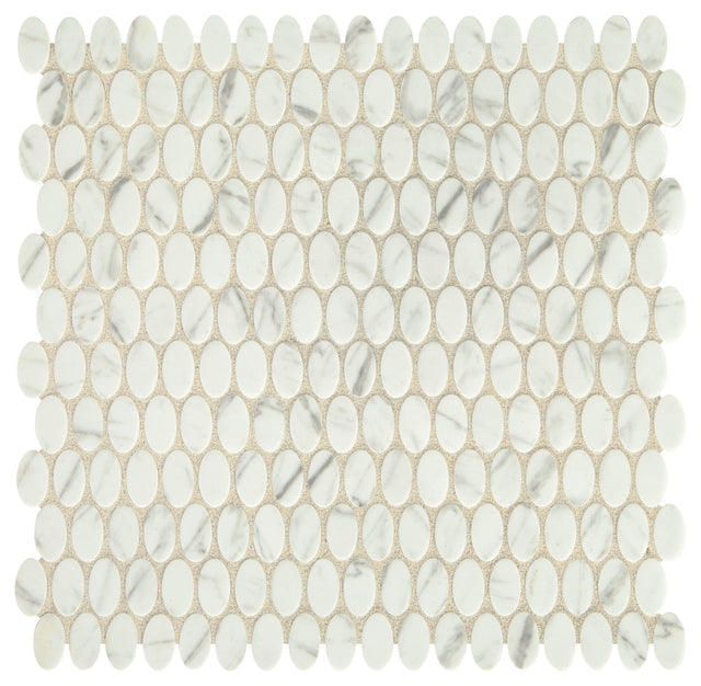 Daltile Statuette Venetian White Oval 1/2x1 Matte Mosaic Tile