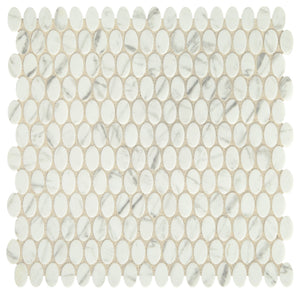 Daltile Statuette Venetian White Oval 1/2x1 Matte Mosaic Tile