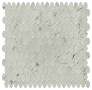 Daltile Statuette Silver Satin Oval 1/2x1 Matte Mosaic Tile