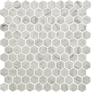 Daltile Uptown Glass Carrara Hexagon 1 Matte Mosaic Tile