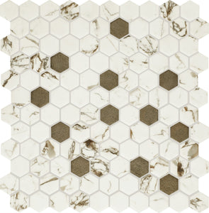 Daltile Uptown Glass Posh Bronze Hexagon 1 Mixed Mosaic Tile