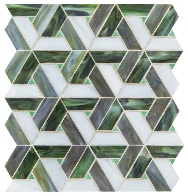 Daltile Vivify Enchanted Green Trapezoid 1x3 Glass Mosaic Tile