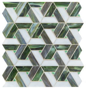 Daltile Vivify Enchanted Green Trapezoid 1x3 Glass Mosaic Tile