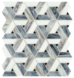 Daltile Vivify Spectra Blue Trapezoid 1x3 Glass Mosaic Tile