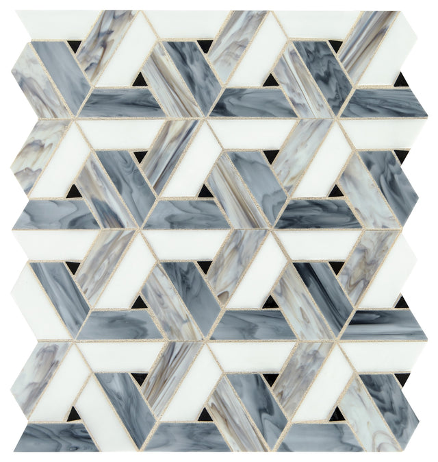 Daltile Vivify Spectra Blue Trapezoid 1x3 Glass Mosaic Tile