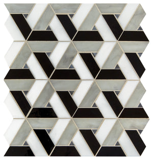 Daltile Vivify Twilight Trapezoid 1x3 Glass Mosaic Tile