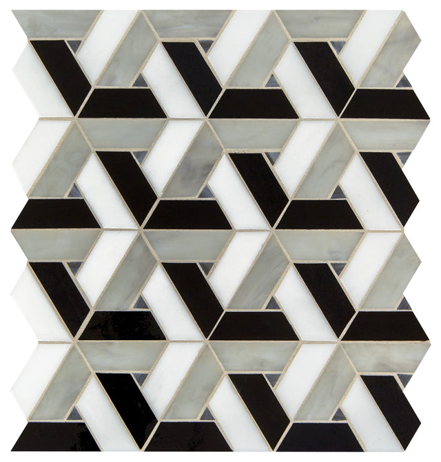 Daltile Vivify Twilight Trapezoid 1x3 Glass Mosaic Tile