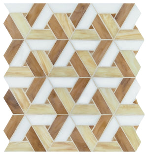Daltile Vivify Heirloom Gold Trapezoid 1x3 Glass Mosaic Tile