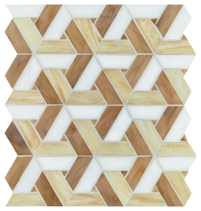 Daltile Vivify Heirloom Gold Trapezoid 1x3 Glass Mosaic Tile
