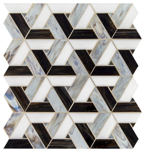 Daltile Vivify Midnight Dream Trapezoid 1x3 Glass Mosaic Tile