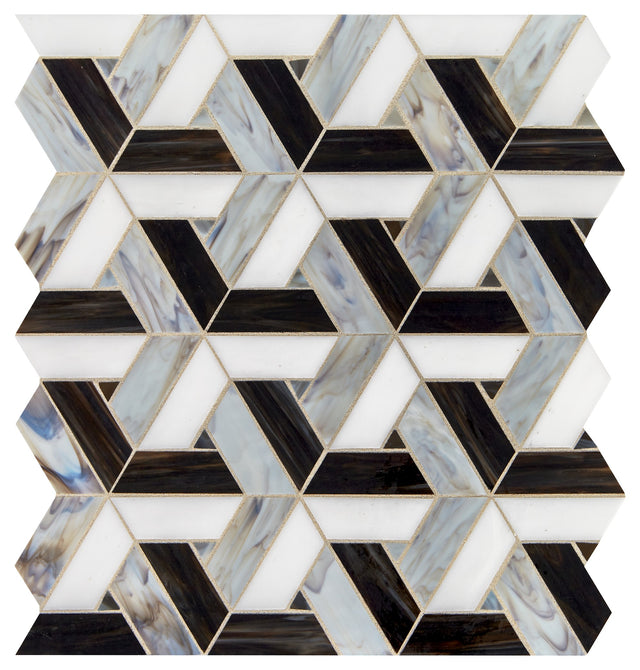 Daltile Vivify Midnight Dream Trapezoid 1x3 Glass Mosaic Tile