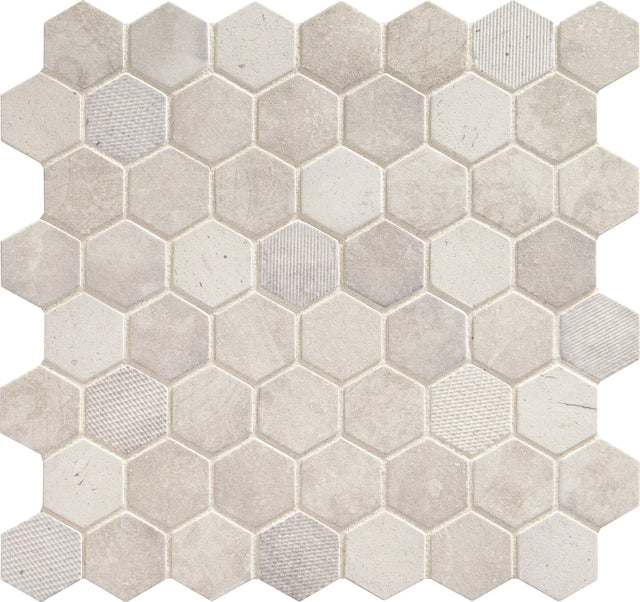 Daltile Vintage Hex Wisdom White Hexagon 1.5 Matte Mosaic Tile