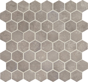 Daltile Vintage Hex Artifact Gray Hexagon 1.5 Matte Mosaic Tile