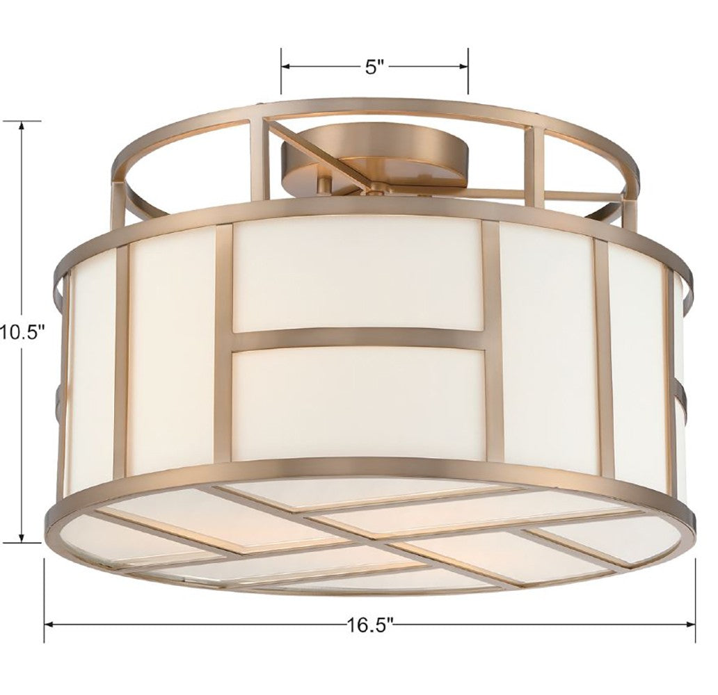 Libby Langdon for Crystorama Danielson 3 Light Vibrant Gold Semi Flush Mount DAN-400-VG