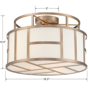 Libby Langdon for Crystorama Danielson 3 Light Vibrant Gold Semi Flush Mount DAN-400-VG