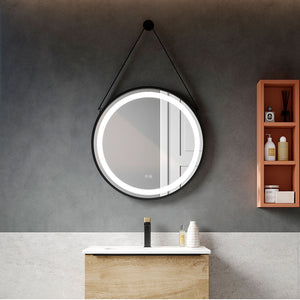 DAX Aura Strap LED Light Round Mirror, 24" DAX-120-AURA0224