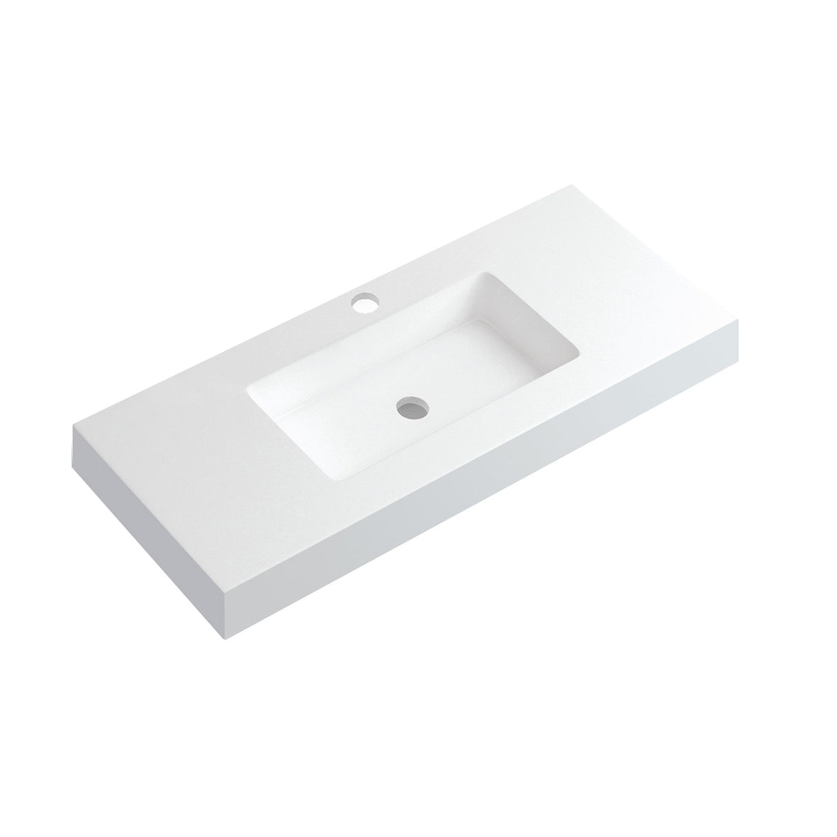 DAX Bayside Solid Surface Single Vanity Top Basin, 40", Matte White DAX-BAY401AMB-L