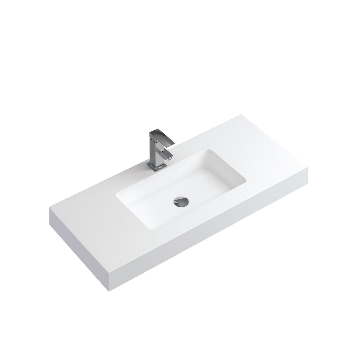 DAX Bayside Solid Surface Single Vanity Top Basin, 40", Matte White DAX-BAY401AMB-L