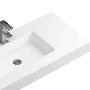 DAX Bayside Solid Surface Single Vanity Top Basin, 40", Matte White DAX-BAY401AMB-L