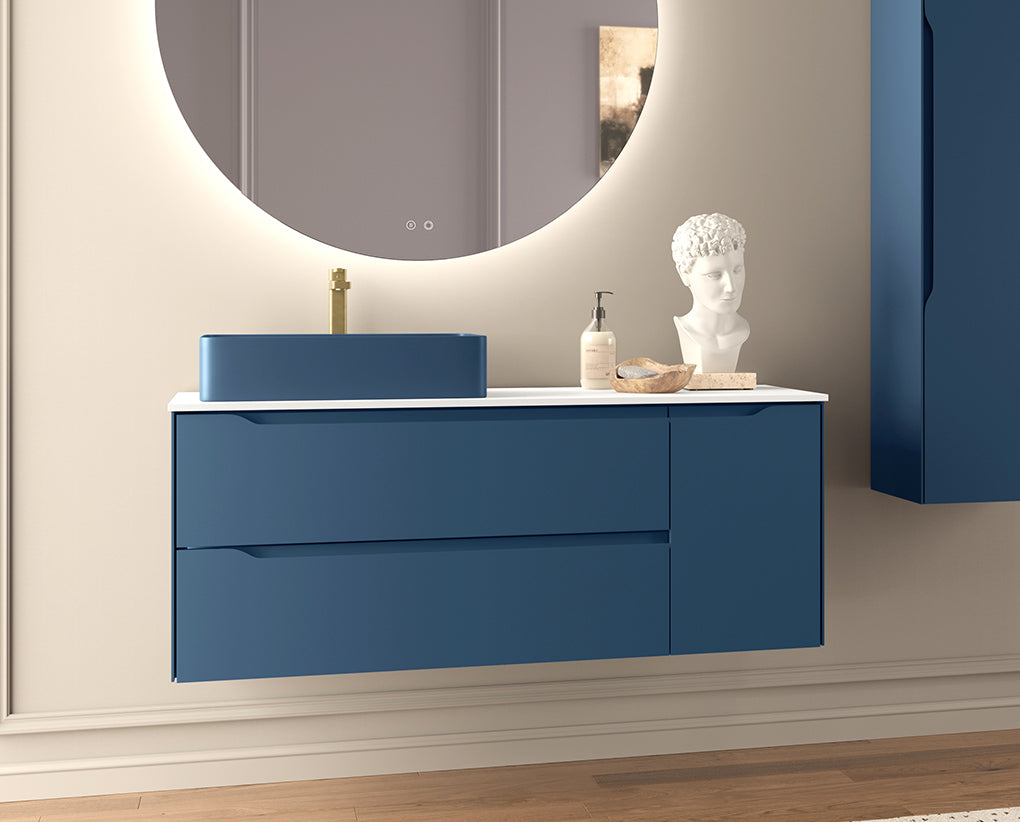 DAX Cenit Single Vanity Cabinet with 2 Drawers and 1 Door, 48", Blue DAX-CEN024821